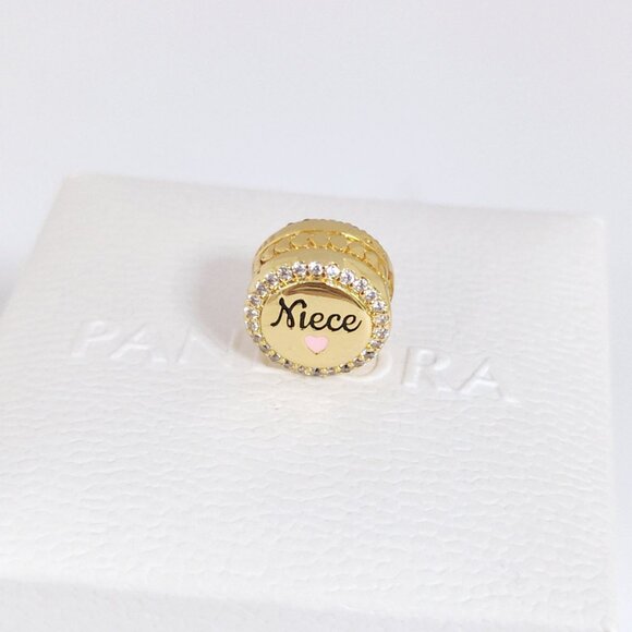Pandora Engravable Niece Charm Bead Gold Plated with box - Picture 4 of 11